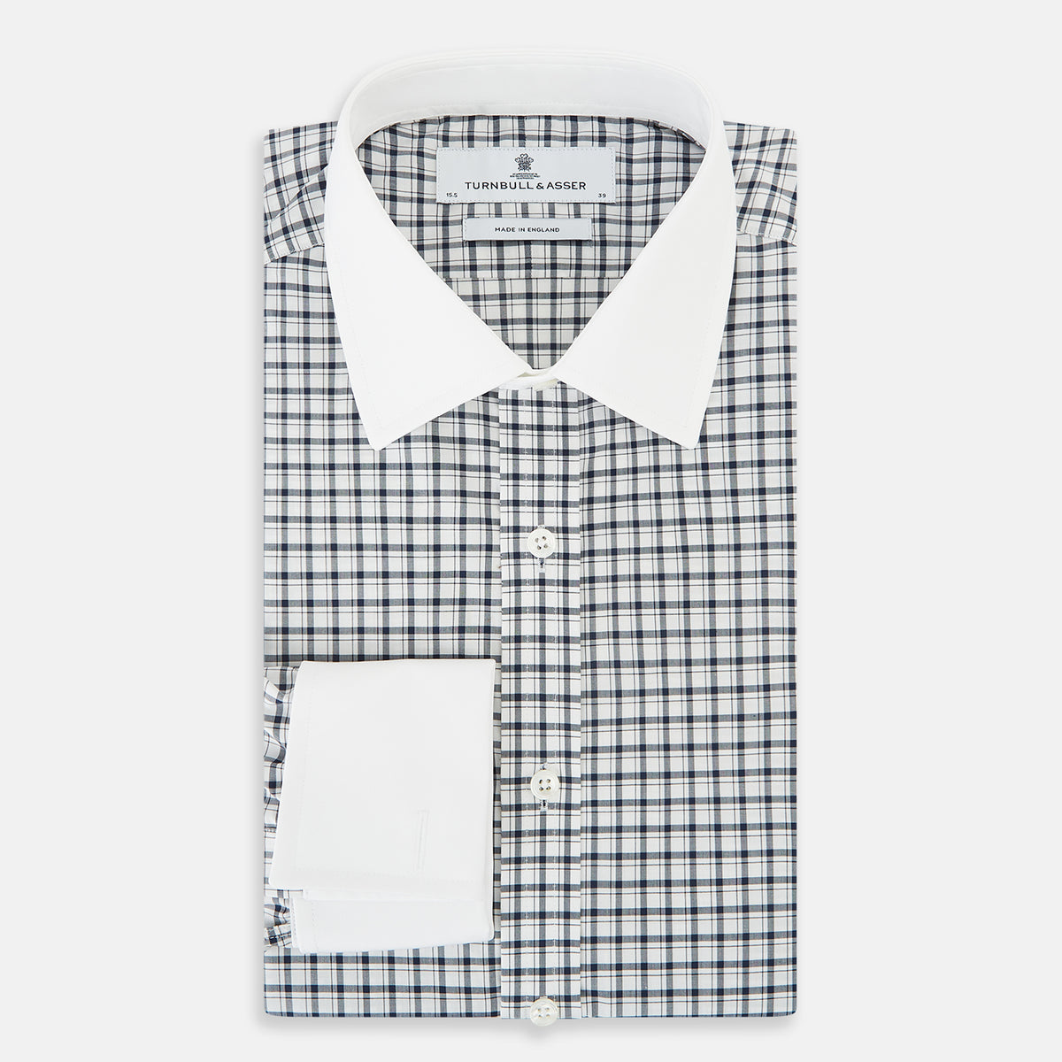 View 5 of product SHIRTS RF NEW WH T&A CLR WHITE DC NAVY CHK ON WHT 15.5