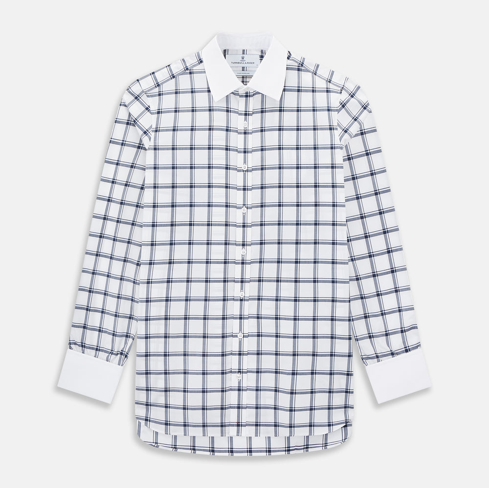 SHIRTS RF NEW WH T&A CLR WHITE DC NAVY CHK ON WHT 17.5