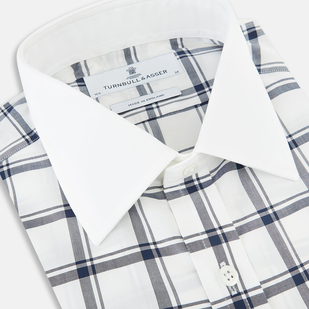 SHIRTS RF NEW WH T&A CLR WHITE DC NAVY CHK ON WHT 17.5