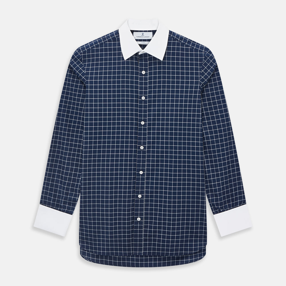 SHIRTS RF NEW WH T&A CLR WHITE DC WHT CHK ON NAVY 17.5