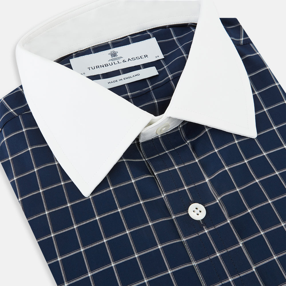 SHIRTS RF NEW WH T&A CLR WHITE DC WHT CHK ON NAVY 17.5