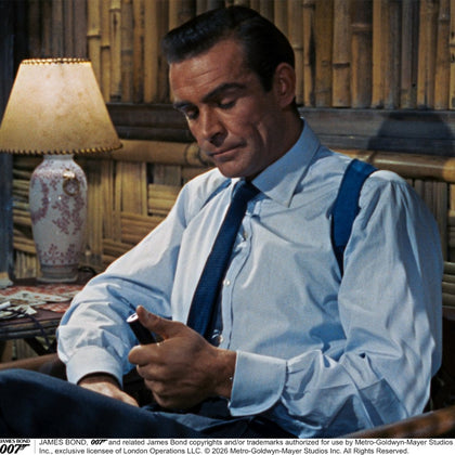 Dr. No Blue Cotton Shirt With Cocktail Cuff As Seen On James Bond Image 1