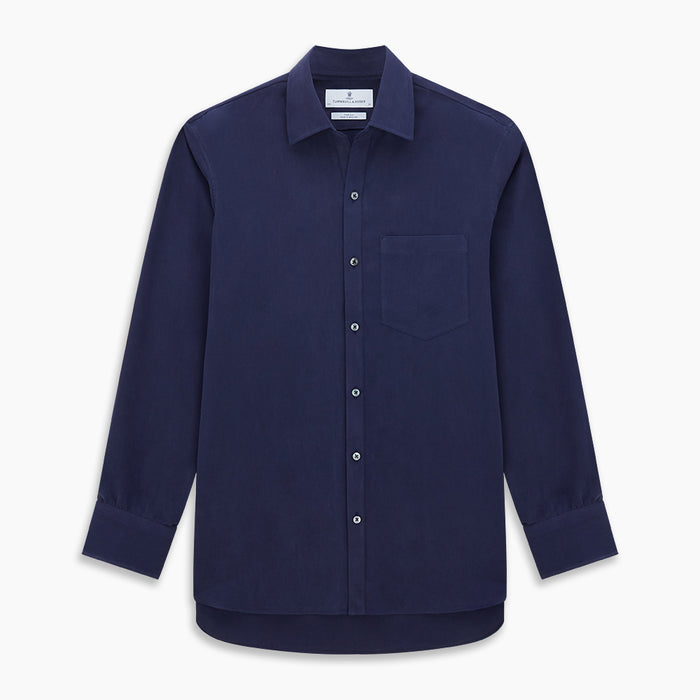 Navy Silk Chelsea Shirt Image 6