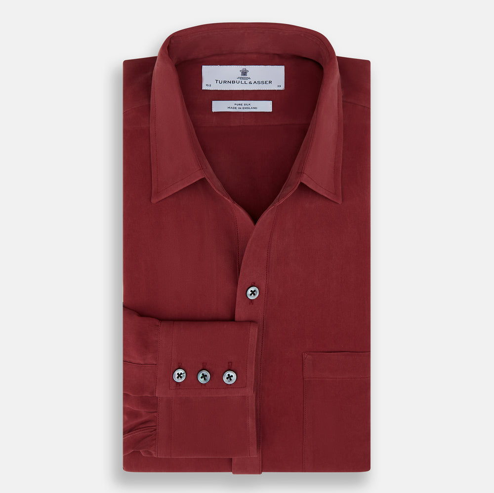 Turnbull & Asser Burgundy Silk Chelsea Shirt Turnbull & Asser Burgundy Silk Chelsea Shirt