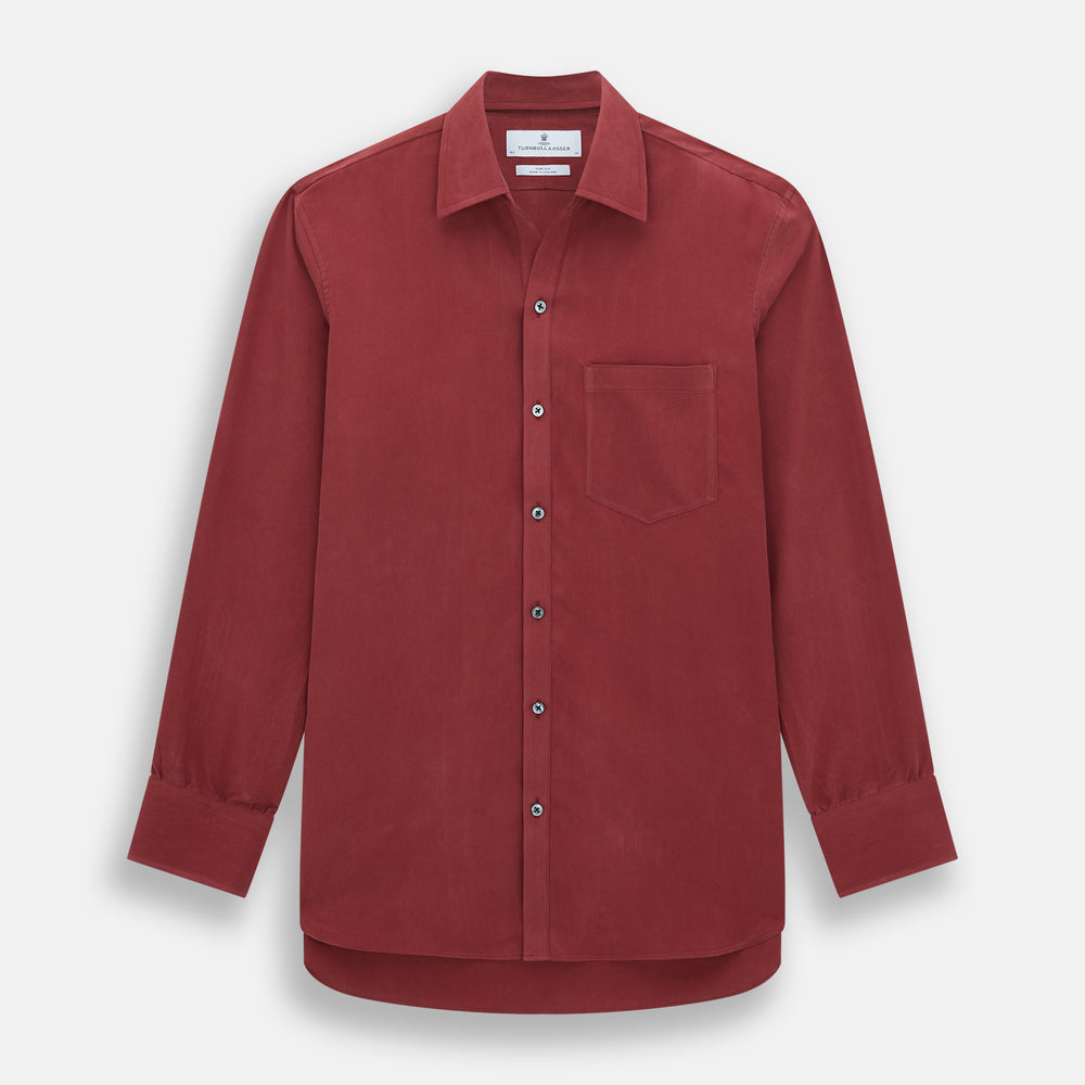 Turnbull & Asser Burgundy Silk Chelsea Shirt Turnbull & Asser Burgundy Silk Chelsea Shirt