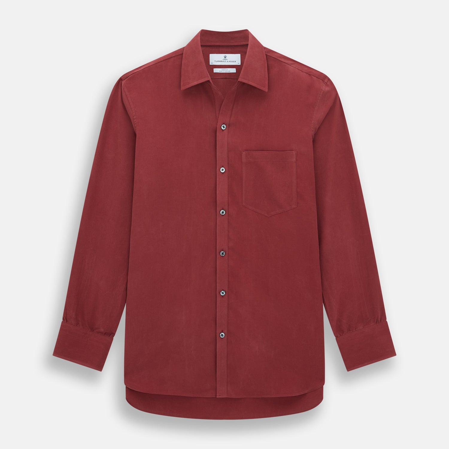 Turnbull & Asser Burgundy Silk Chelsea Shirt Turnbull & Asser Burgundy Silk Chelsea Shirt