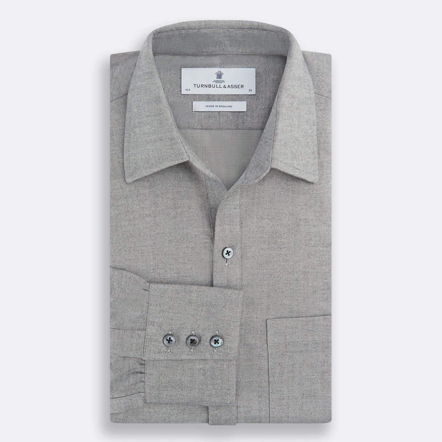 View 4 of product Grey Herringbone Chelsea Shirt