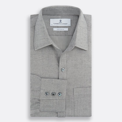 Grey Herringbone Chelsea Shirt Image 3