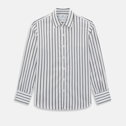 NAVY STRIPED COTTON WESTMINSTER SHIRT Image 9
