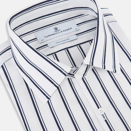 NAVY STRIPED COTTON WESTMINSTER SHIRT Image 10