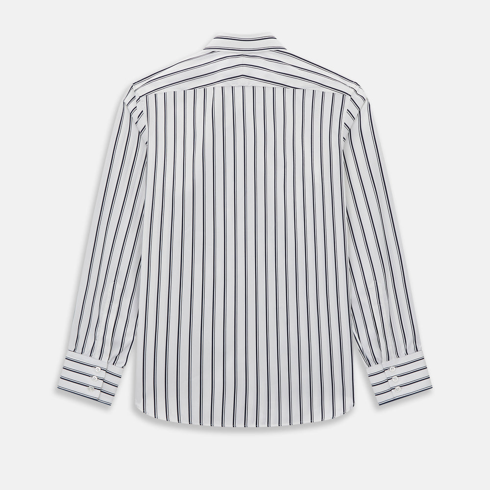 NAVY STRIPED COTTON WESTMINSTER SHIRT