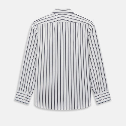 NAVY STRIPED COTTON WESTMINSTER SHIRT Image 2