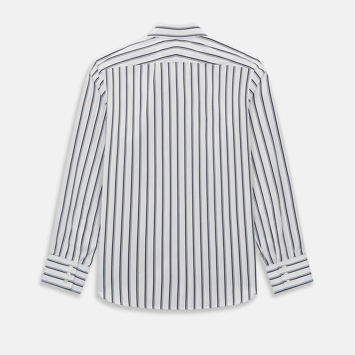 NAVY STRIPED COTTON WESTMINSTER SHIRT Image 8