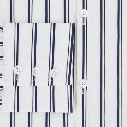 NAVY STRIPED COTTON WESTMINSTER SHIRT Image 12