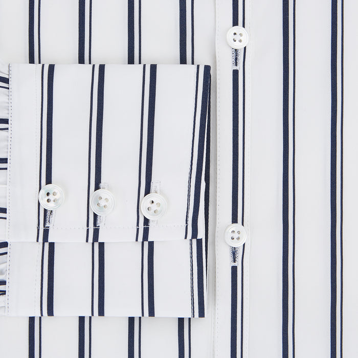 NAVY STRIPED COTTON WESTMINSTER SHIRT Image 3