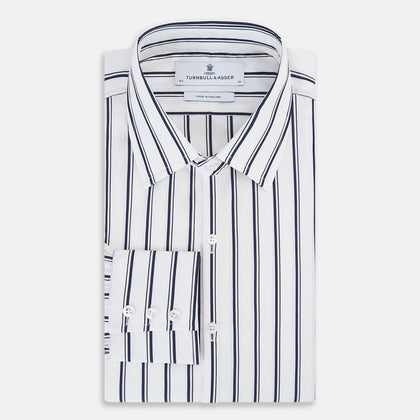 NAVY STRIPED COTTON WESTMINSTER SHIRT Image 13