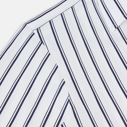 NAVY STRIPED COTTON WESTMINSTER SHIRT Image 14