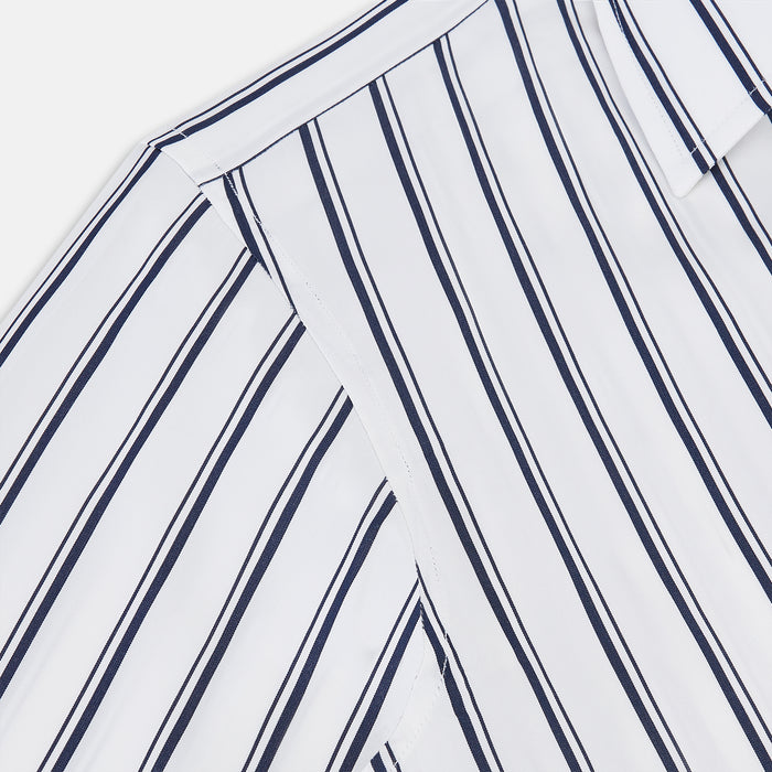 NAVY STRIPED COTTON WESTMINSTER SHIRT Image 5