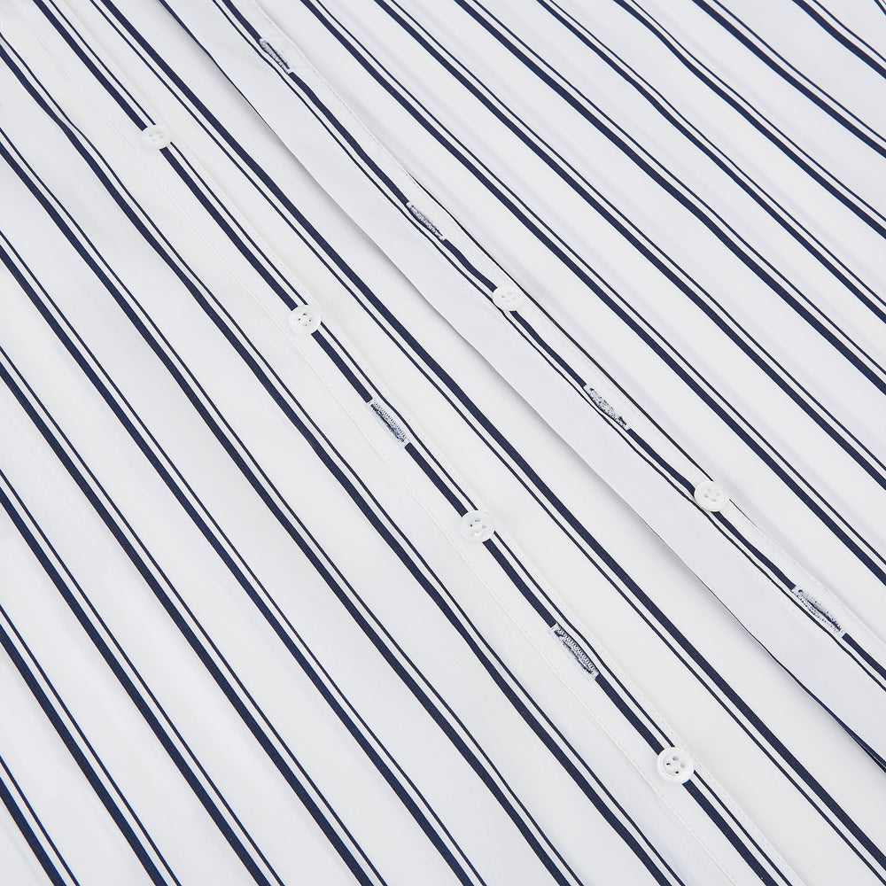 NAVY STRIPED COTTON WESTMINSTER SHIRT