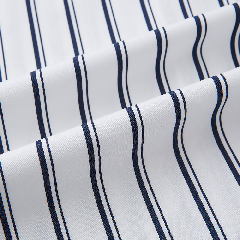 NAVY STRIPED COTTON WESTMINSTER SHIRT