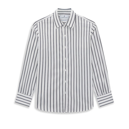 NAVY STRIPED COTTON WESTMINSTER SHIRT Image 8
