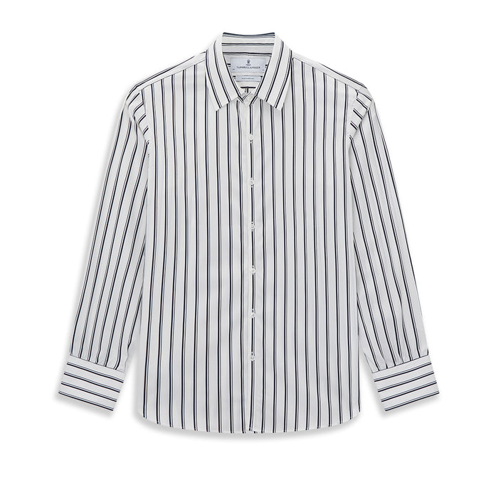 NAVY STRIPED COTTON WESTMINSTER SHIRT Image 9