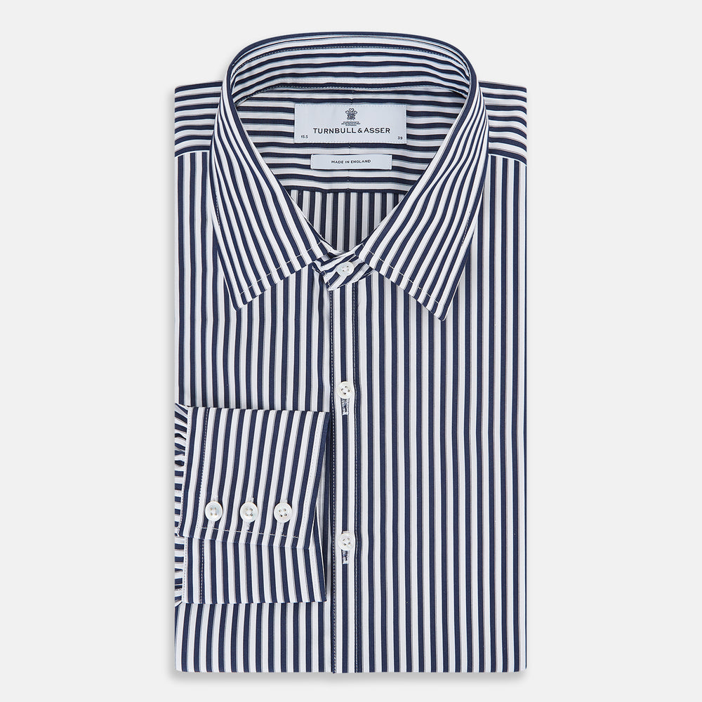 Striped Navy on White Westminster Regular Fit Shirt in Cotton