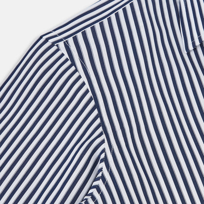 Westminster Double Striped Navy and White Regular Fit Shirt in Cotton Image 4