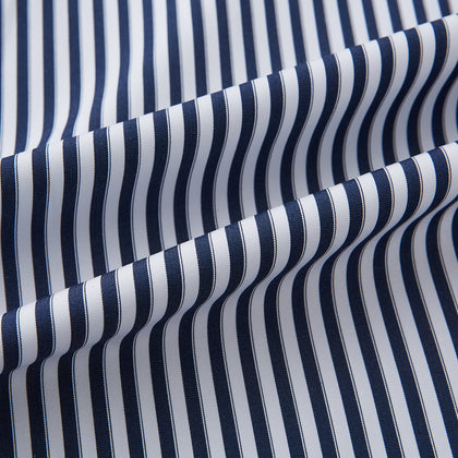 Westminster Double Striped Navy and White Regular Fit Shirt in Cotton Image 6