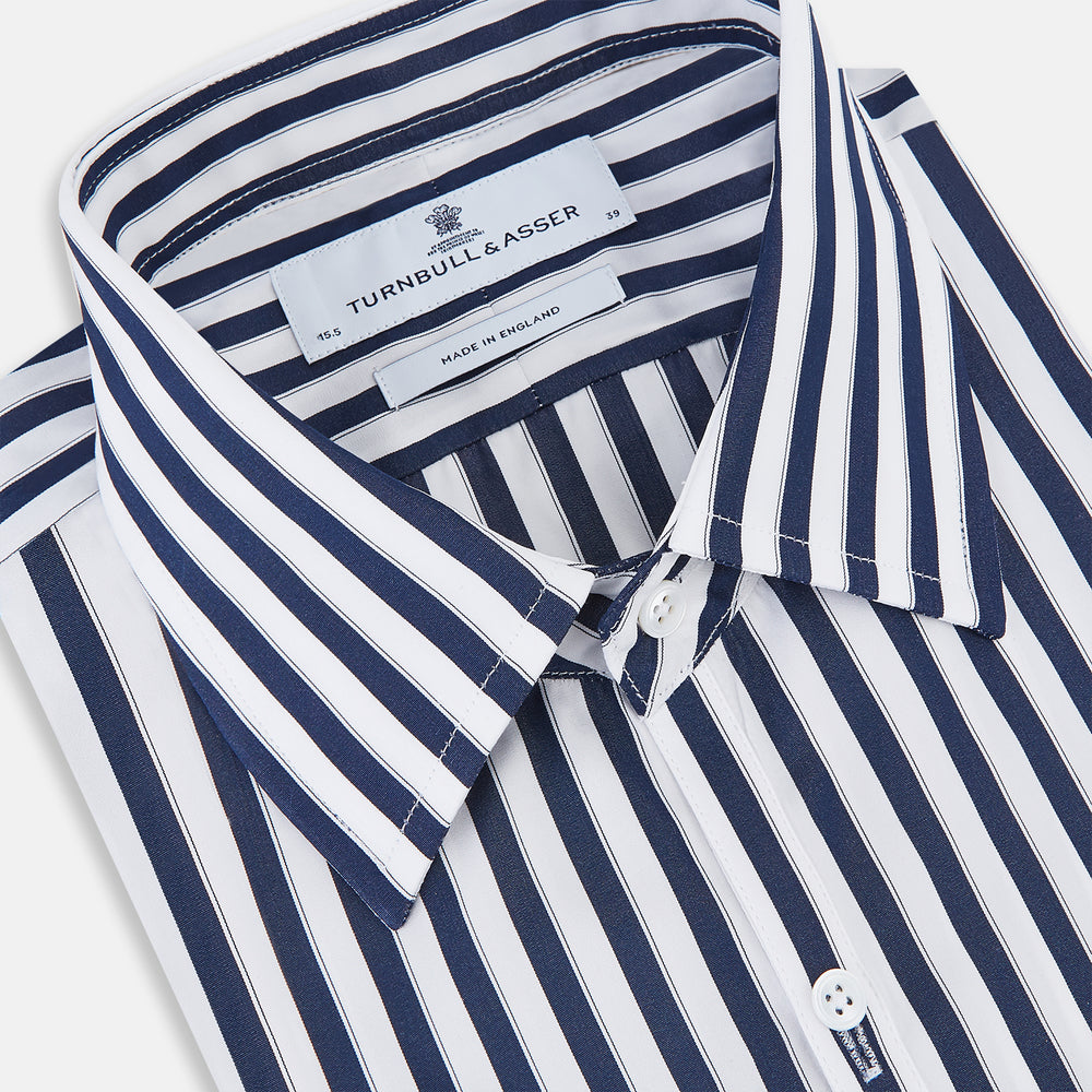 Striped Navy on White Westminster Regular Fit Shirt in Cotton