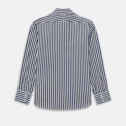 Westminster Bold Double Striped Navy on White Regular Fit Shirt in Cotton Image 7