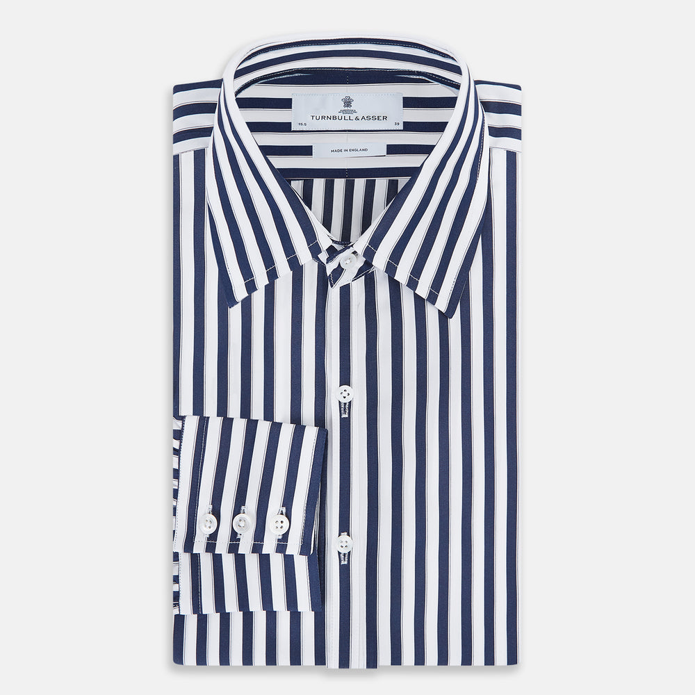 Striped Navy on White Westminster Regular Fit Shirt in Cotton