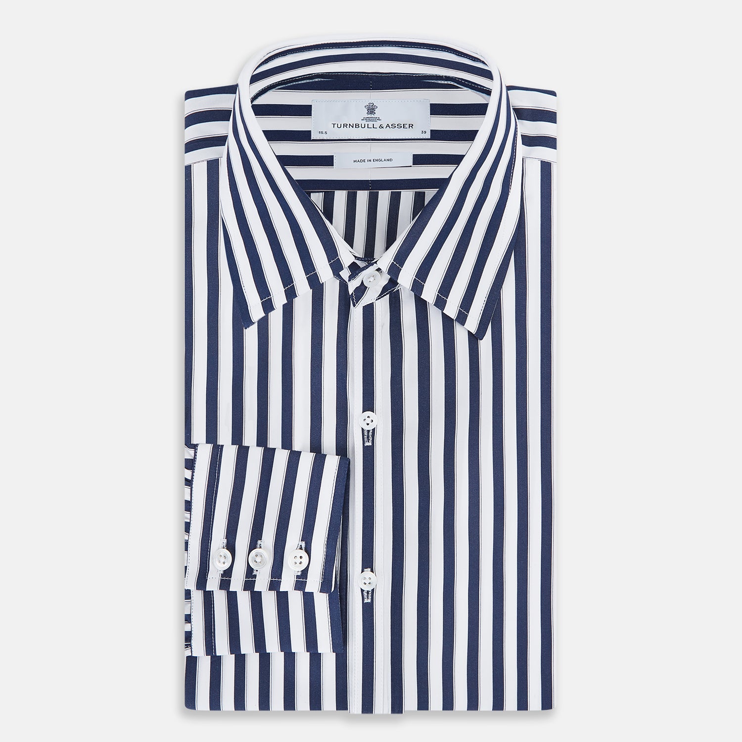 View 4 of product Striped Navy on White Westminster Regular Fit Shirt in Cotton