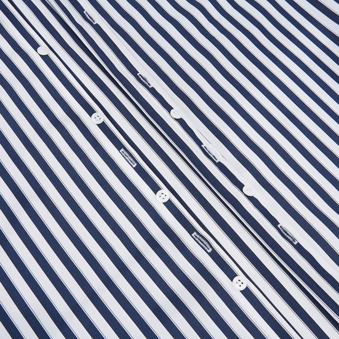 Westminster Bold Double Striped Navy on White Regular Fit Shirt in Cotton Image 5