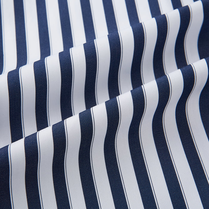 Westminster Bold Double Striped Navy on White Regular Fit Shirt in Cotton Image 6