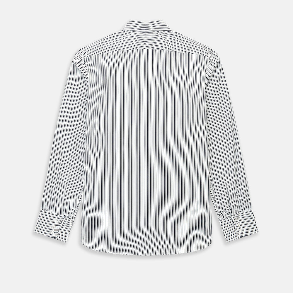 Navy Stripe on White Westminster Shirt with Closed Collar and Button Cuffs