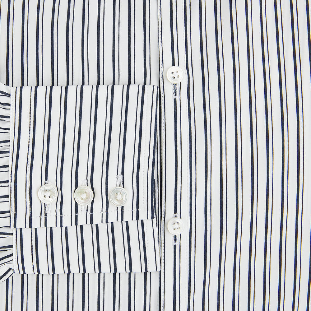 Navy Stripe on White Westminster Shirt with Closed Collar and Button Cuffs