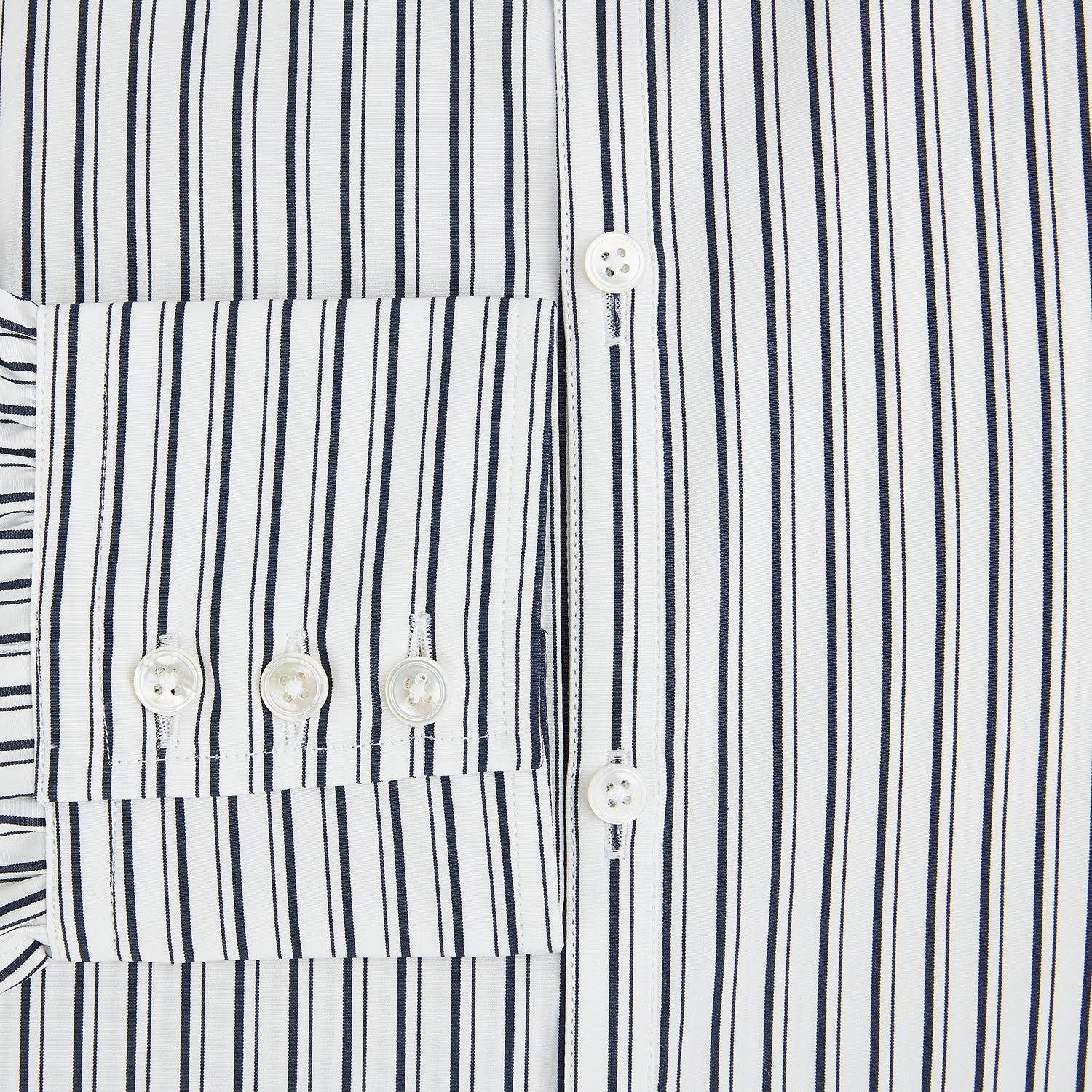 View 4 of product Navy Stripe on White Westminster Shirt with Closed Collar and Button Cuffs
