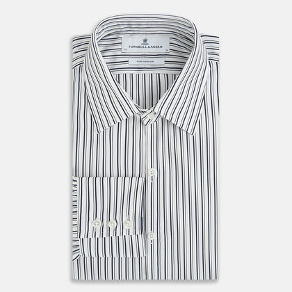 Navy Stripe on White Westminster Shirt with Closed Collar and Button Cuffs Image 4