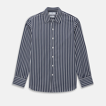 Westminster Bold Striped Navy on White Regular Fit Shirt in Cotton