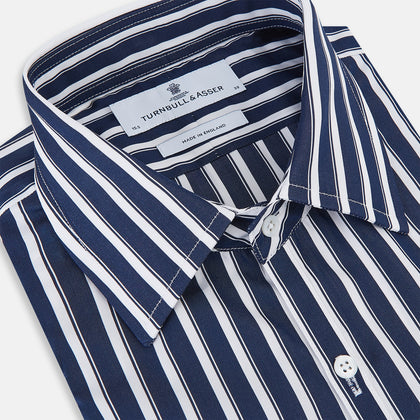 Westminster Bold Striped Navy on White Regular Fit Shirt in Cotton Image 1
