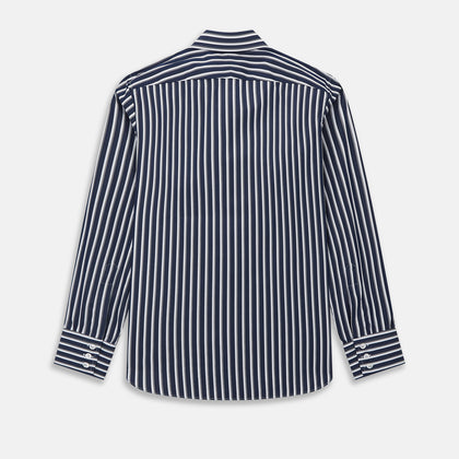 Westminster Bold Striped Navy on White Regular Fit Shirt in Cotton Image 6