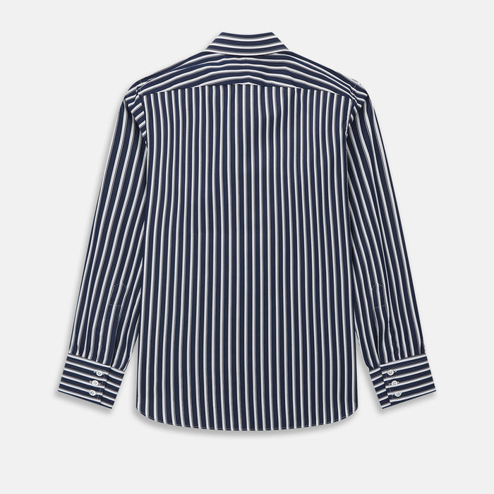 Westminster Bold Striped Navy on White Regular Fit Shirt in Cotton Image 6