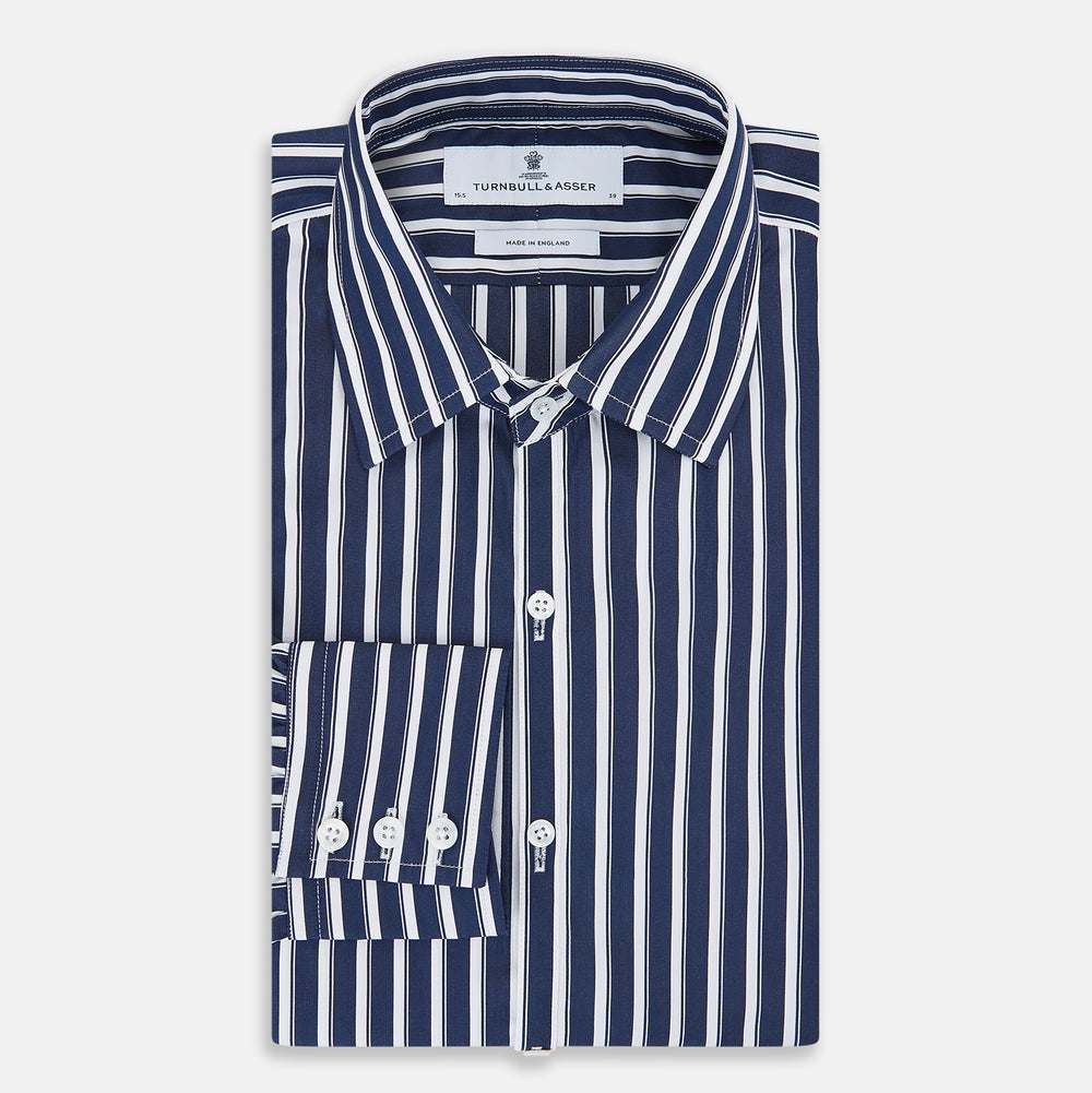 Striped Navy on White Westminster Regular Fit Shirt in Cotton