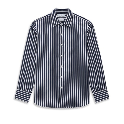 Westminster Bold Striped Navy on White Regular Fit Shirt in Cotton Image 7