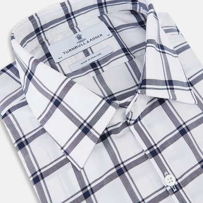 Westminster Bold Chequered Navy on White Regular Fit Shirt in Cotton Image 1