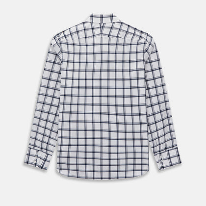 Westminster Bold Chequered Navy on White Regular Fit Shirt in Cotton Image 2
