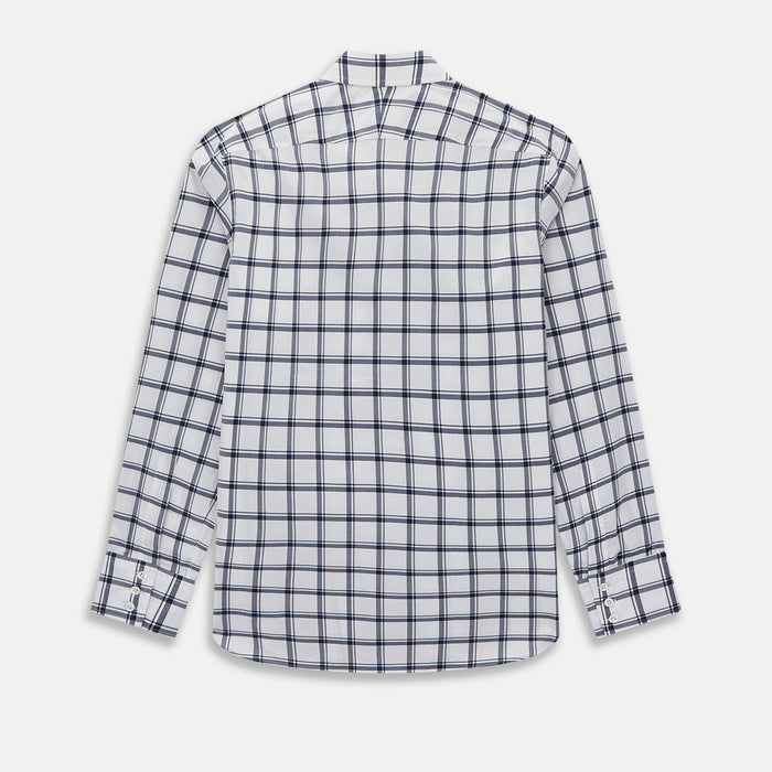 Westminster Bold Checked Navy on White Regular Fit Shirt in Cotton Image 2