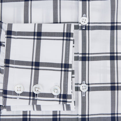 Westminster Bold Chequered Navy on White Regular Fit Shirt in Cotton Image 3