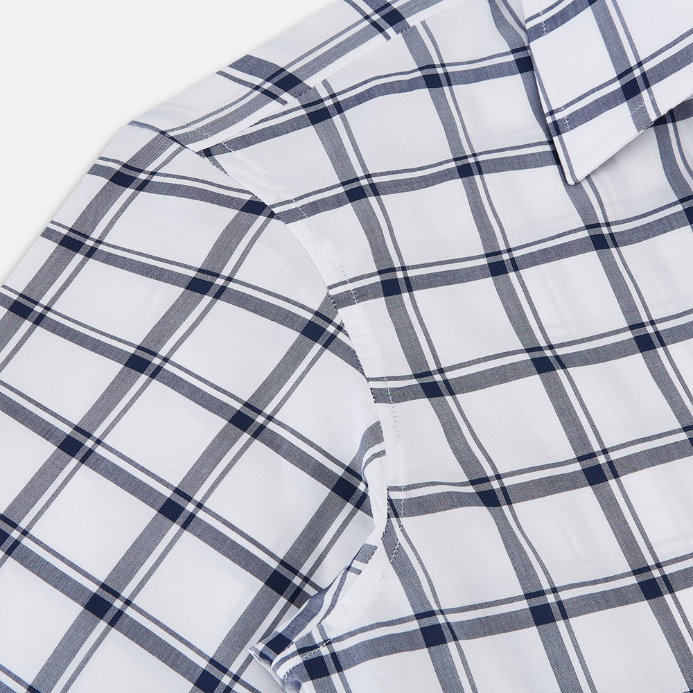 Chequered Navy on White Westminster Regular Fit Shirt in Cotton